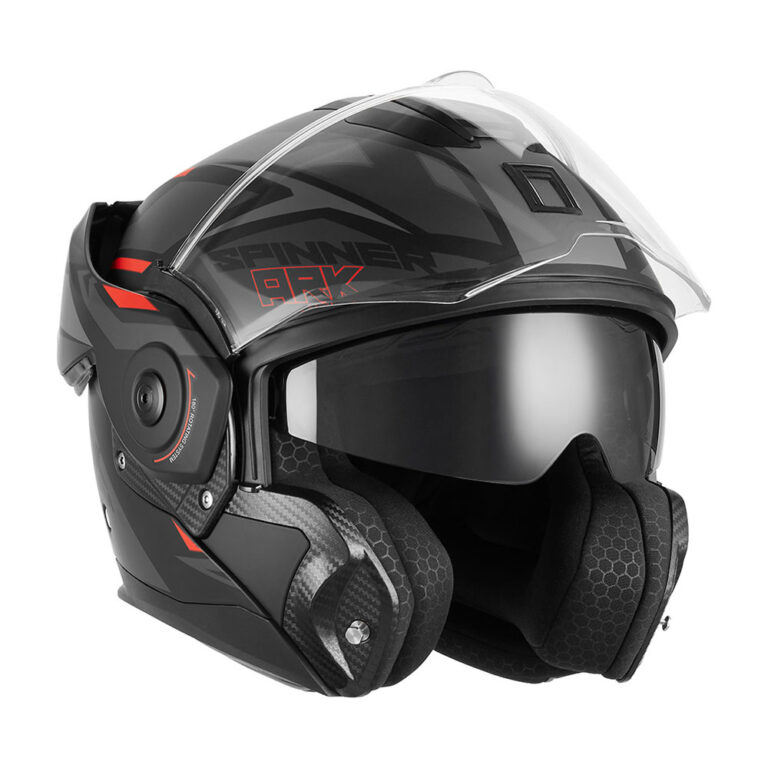 Kaciga NOX PREMIUM SPINNER ARK Flip Up sa naočarima crveno mat crna