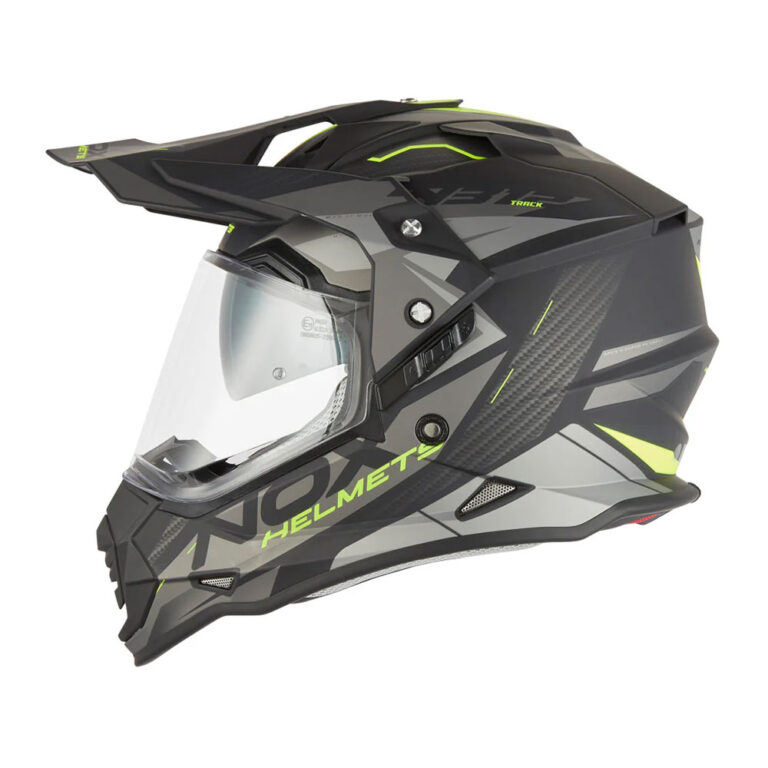 Kaciga NOX Enduro sa vizirom N312 TRACK žuto mat crna