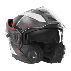 Kaciga NOX PREMIUM SPINNER ARK Flip Up sa naočarima belo crveno crna