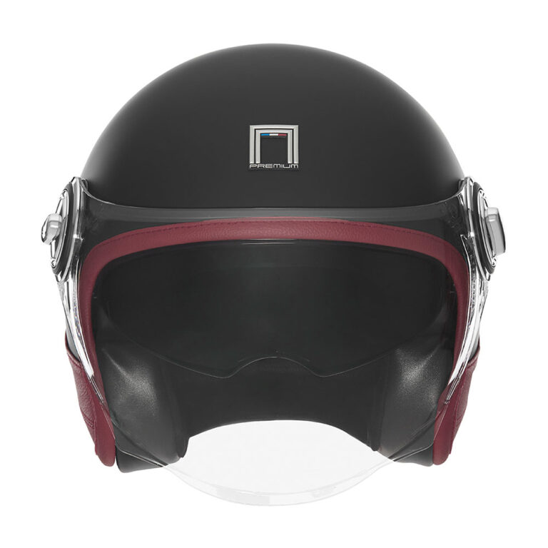 Kaciga NOX HERITAGE PREMIUM crna sa crvenom kožom