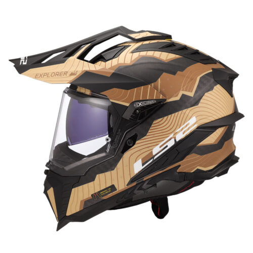 Kaciga LS2 Enduro MX701 EXPLORER CARBON TRICK braon zlatna