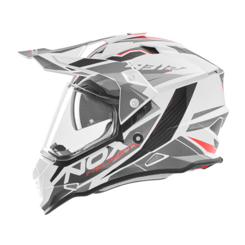 Kaciga NOX Enduro sa vizirom N312 TRACK crveno bela
