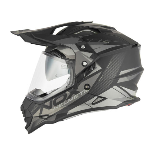 Kaciga NOX Enduro sa vizirom N312 TRACK mat crno srebrna