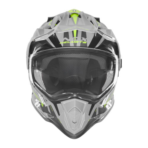 Kaciga NOX Enduro sa vizirom N312 TRACK žuto nardo siva