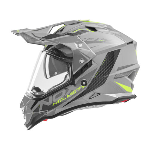Kaciga NOX Enduro sa vizirom N312 TRACK žuto nardo siva