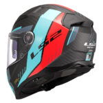 Kaciga LS2 Full Face FF811 VECTOR II CARBON GRID plavo crvena sa naočarima