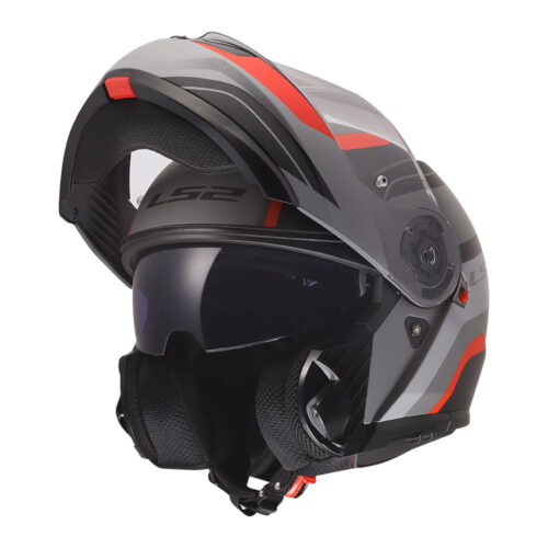 Kaciga LS2 Flip Up FF908 STROBE II MONZA crno sivo crvena