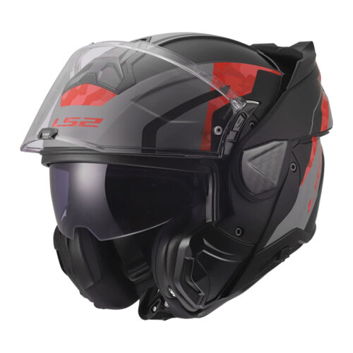Kaciga LS2 Flip Up FF910 ADVANT II GLIDE crno sivo crvena