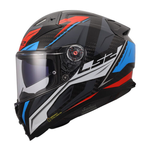 Kaciga LS2 Full Face FF811 VECTOR II CARBON SAVAGE belo plavo crvena