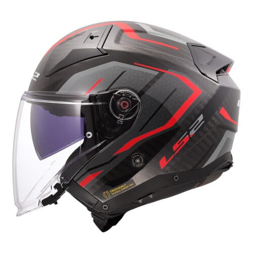Kaciga LS2 Jet OF603 INFINITY II CARBON URUS crno crvena