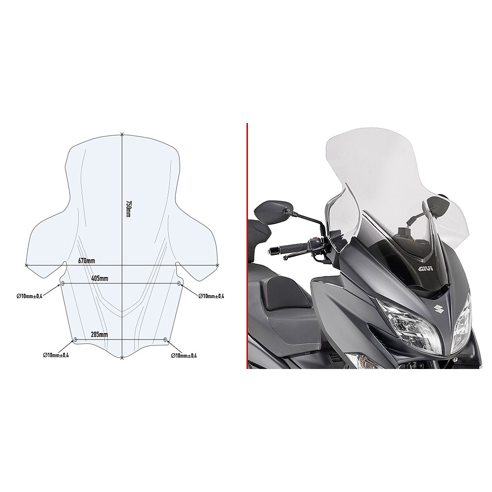 7c30a627-f85f-4170-9b3a-0e06477e3d59 Vizir providni GIVI Suzuki Burgman 400 (17-24) D3115ST