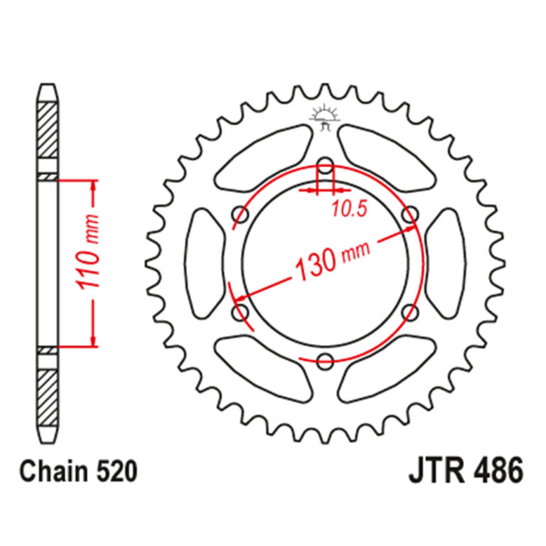 Lančanik zadnji JT JTR486-46 (520) 46 zuba