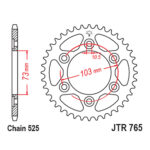 Lančanik zadnji JT JTR765-42ZBK (525) 42 zuba Multistrada V4
