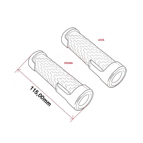 Gume ručke crne RMS dužina 115 mm zatvorene