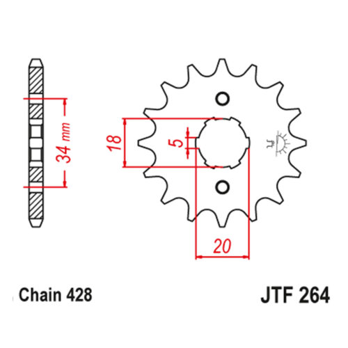 Lančanik prednji JT JTF264-16 (428) 16 zuba