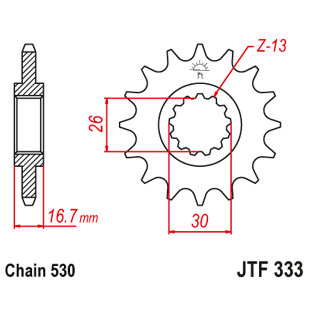 dd07747f-f185-4597-9a2a-71ffc01c4c88 Lančanik prednji JT JTF333-16RB (50)16 zuba
