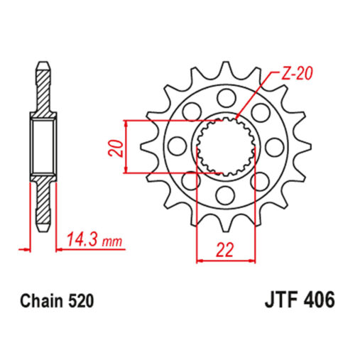 Lančanik prednji JT JTF406-16 (520) 16 zuba