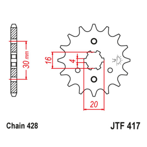 Lančanik prednji JT  JTF417-15-50-15015 (428)15 zuba