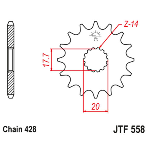 Lančanik prednji JT  JTF558-14 (428)14 zuba