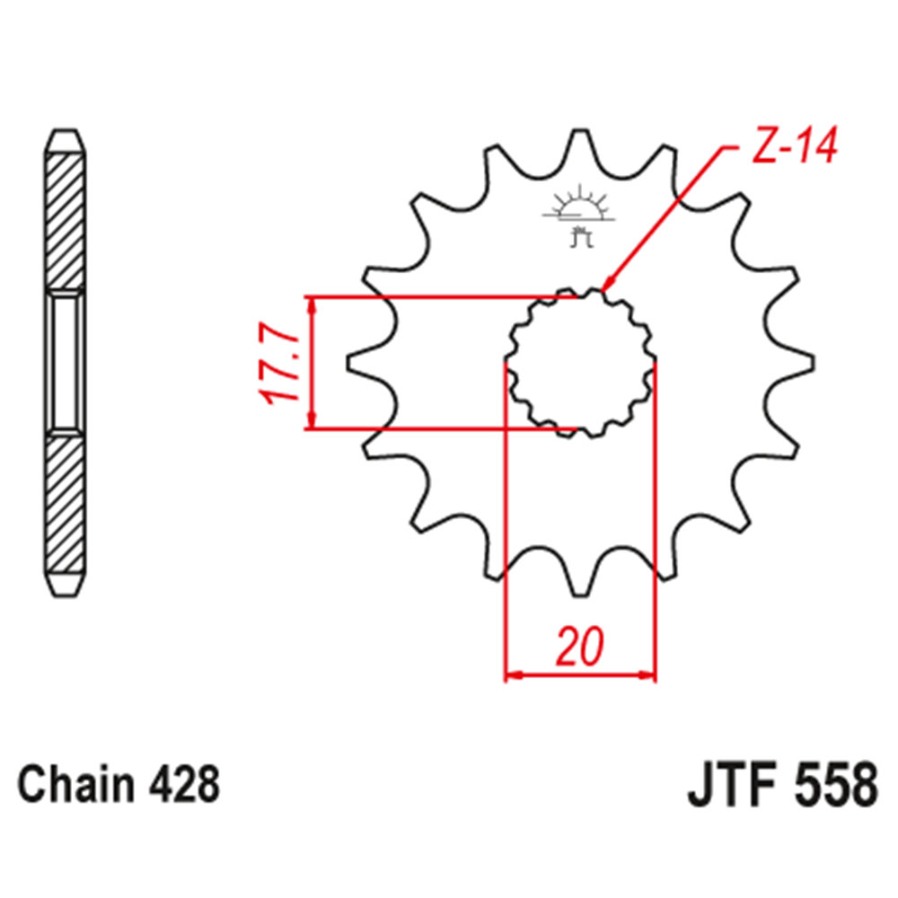 9717ecaa-3fa0-4fb1-a67a-e71726ab687f Lančanik prednji JT JTF558-14 (428)14 zuba