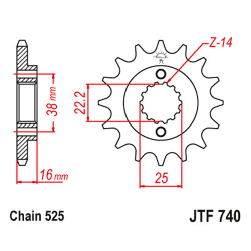 Lančanik prednji JT  JTF740-15 (525)15 zuba
