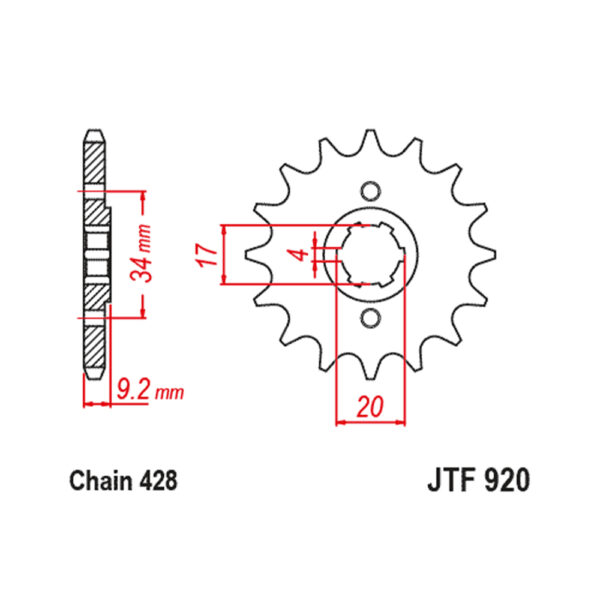 Lančanik prednji JT  JTF920 (428) 15 zuba