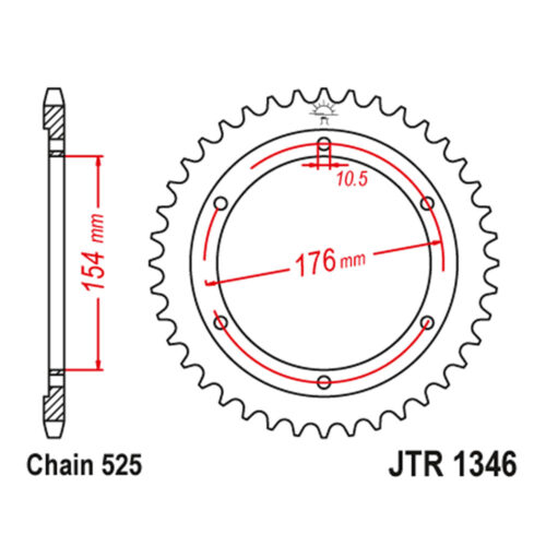 Lančanik zadnji JT JTR1346-44 (525) 44 zuba