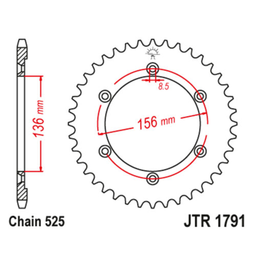 Lančanik zadnji JT  JTR1791-43-50-29017 (525)43 zuba