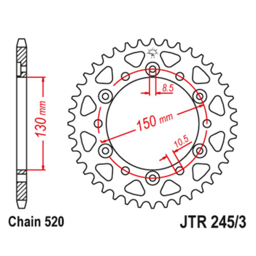 Lančanik zadnji JT JTR245/3-47 47 zuba