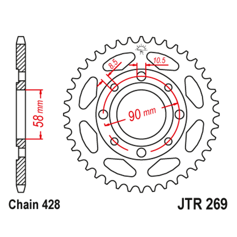 80105eaa-1bba-4040-958c-bb373b52c426 Lančanik zadnji JT JTR269-50-50-15001 (428) 50 zuba Sprint Pulser