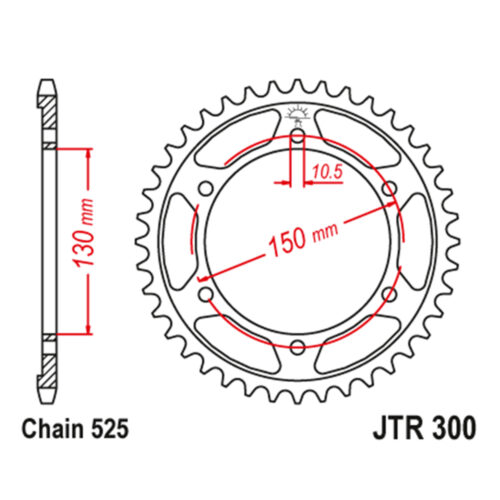Lančanik zadnji JT JTR300-46 (525) 46 zuba