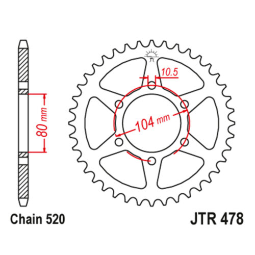 Lančanik zadnji JT JTR478-46ZBK (520) 46 zuba