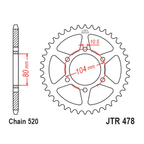 Lančanik zadnji JT JTR478-48 (520) 48 zuba