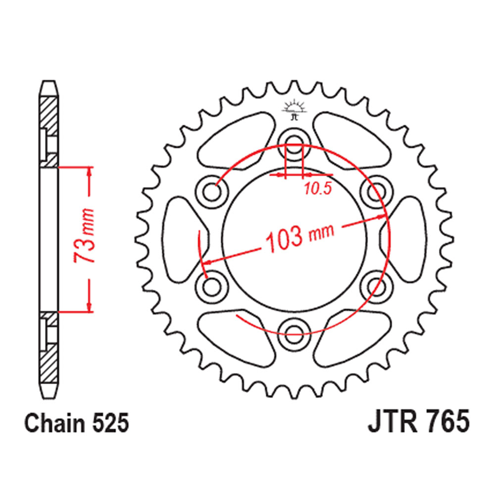 7815bc8f-6d7e-4f2b-b1ac-d225d73f99ab Lančanik zadnji JT JTR765-42ZBK (525) 42 zuba Multistrada V4