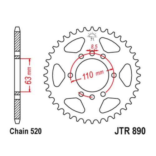 Lančanik zadnji JT JTR890-45  ZBK (520) 45 zuba